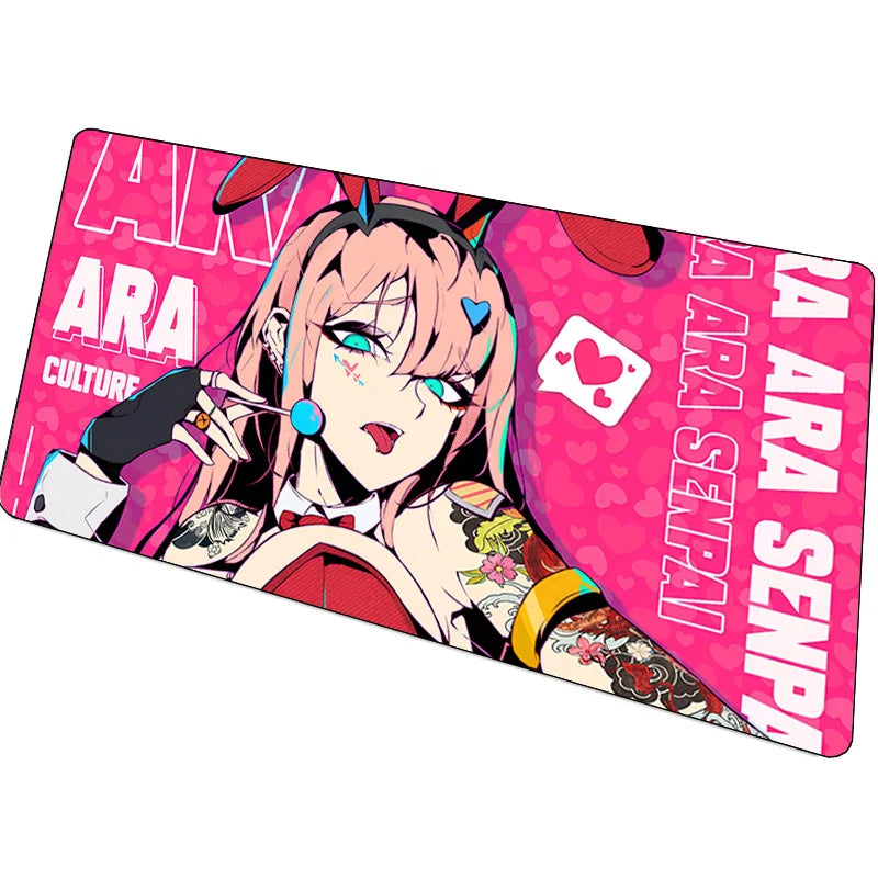 Computer Desk Mat Anime Girl Leather Mouse Pad Kawaii Office Extended Mousepad Gaming Accessories Non-slip HD Printing Carpet