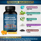 Cortisol Support Supplement - Magnesium, Supports Stress Relief, Calm Mood, Relaxation, Restful Sleep, Focus & Adrenal Health