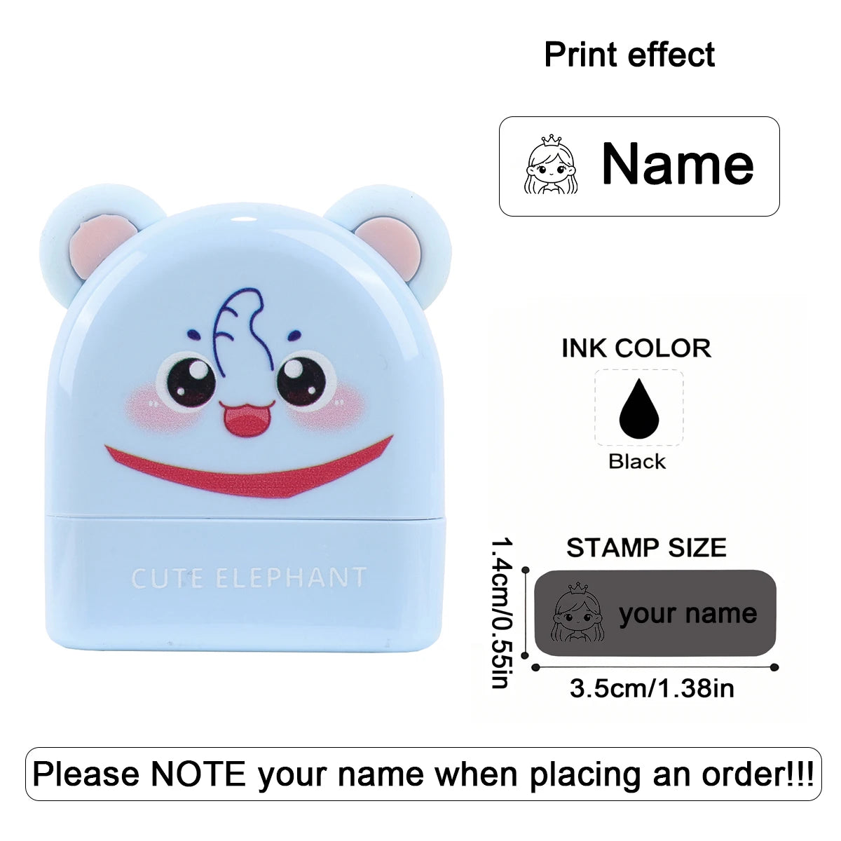 Personalized Cute Name Stamp Waterproof Clothing Label for Kids Self Ink Stamp for Kindergarten School Bags Custom Stamp