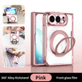 For iPhone Duo Transparent Magnetic Case For MagSafe 360° Rotating Bracket Hinge Protection Cover With Tempered Glass Film