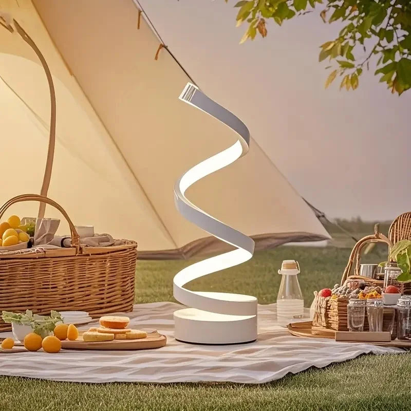 1PC Simple Spiral External Emitting Bright Desktop Desk Lamp, USB - Three-color Lighting, Suitable for Living Room and Bedroom D