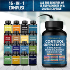 Cortisol Support Supplement - Magnesium, Supports Stress Relief, Calm Mood, Relaxation, Restful Sleep, Focus & Adrenal Health
