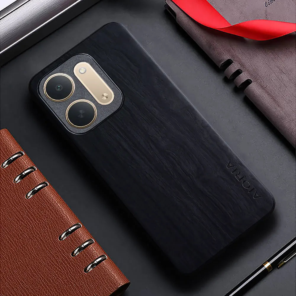 Case for Xiaomi Redmi 17C redmi17 redmi17 c 5G 4G funda bamboo wood pattern Leather back cover for xiaomi redmi 17 17c case