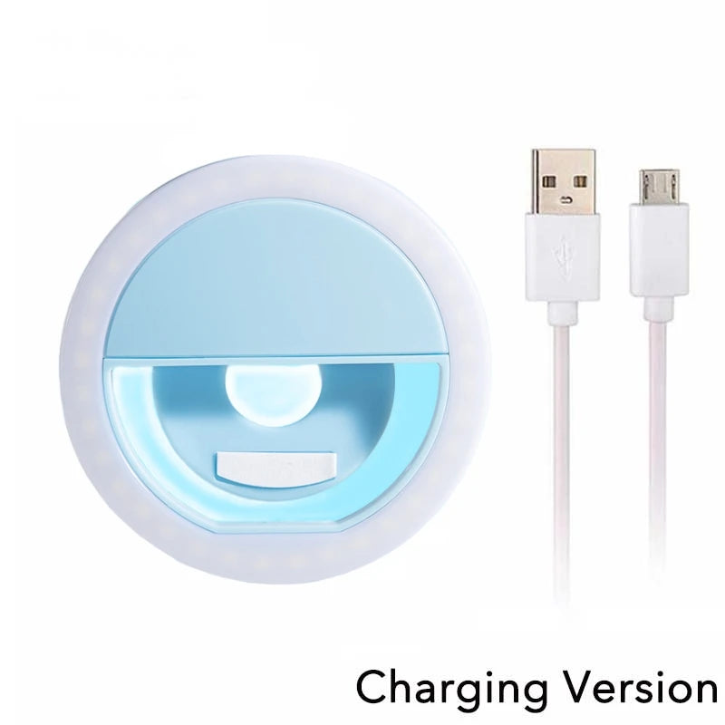 1 USB-Ladekabel LED Selfie-Ringlicht Einstellbare Helligkeit Handy-Kamera-Fülllicht für iPhone Samsung Xiaomi Huawei