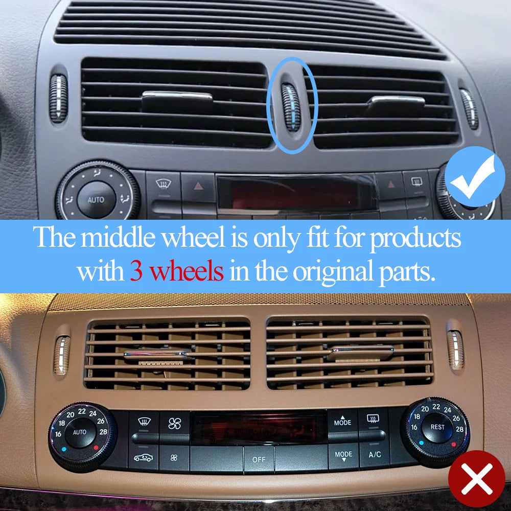 2/3PCS Set Car Front Air Conditioning AC Vent Rolling Wheel For Mercedes BENZ E Class W211 E200 E300 E230 E260 E280 2003-2008