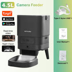 NITYERS 4.5L Smart Automatic Cat Feeder, Tuya App Remote Control Timed Pet Feeder for Cats & Dogs, 2.4G WiFi Dispenser with 10s Voice Recorder, Dual Power & Stainless Steel Bowl