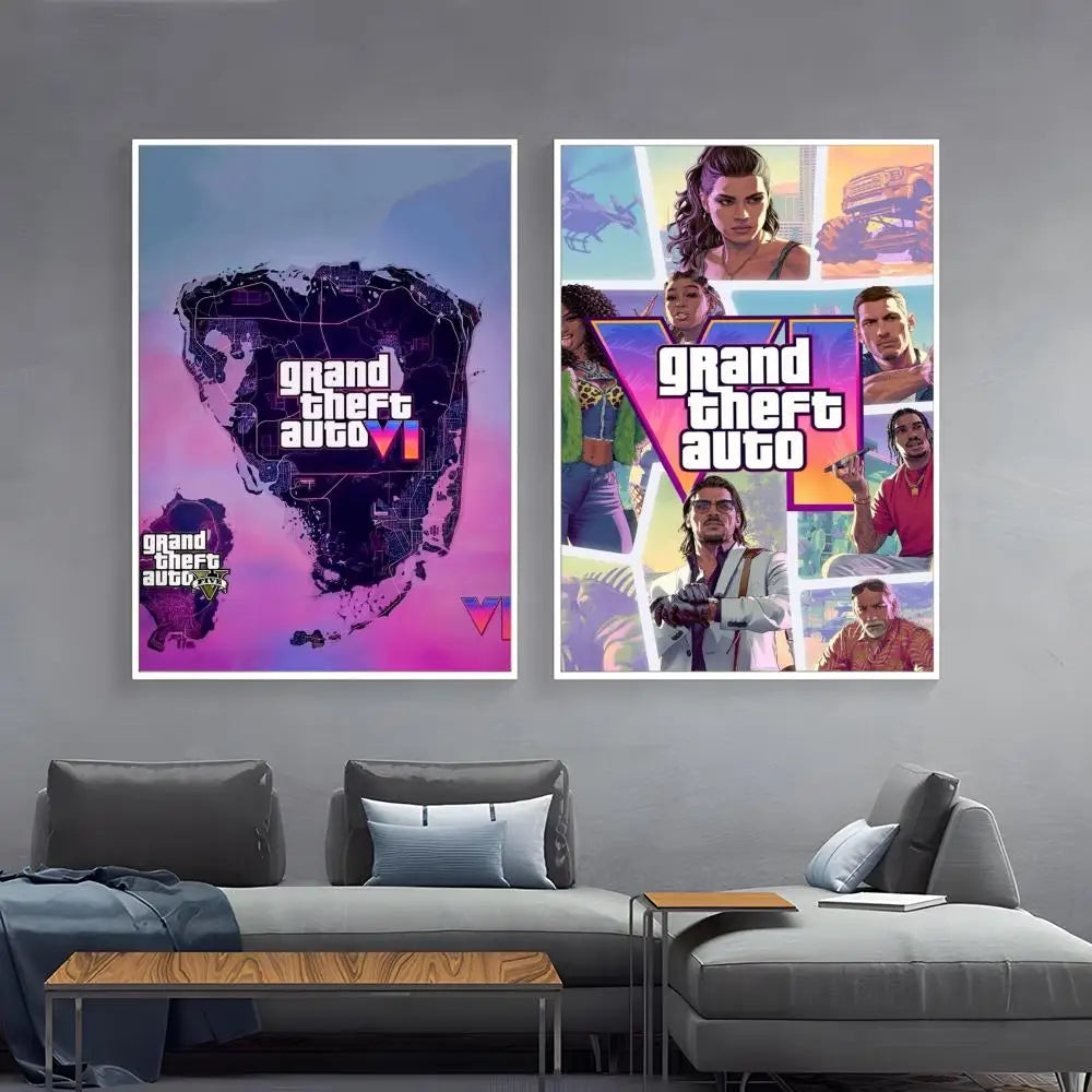 Hot Game G-Gta 6 Poster Paper Print Home Living Room Bedroom Entrance Bar Cafe Art Painting Decoration