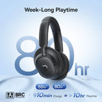 Baseus EH10 NC ANC Wireless Headphones 45dB Adaptive Hybrid Noise Cancelling Headsets Hi-Res LDAC Headphone Bluetooth 6.0 80Hrs