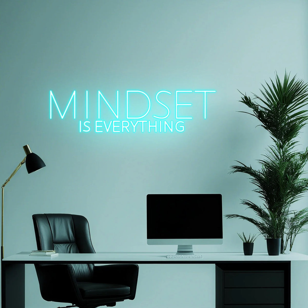 Mindset Is Everything Neon Sign , Motivational LED Wall Light ,Inspirational Quote Wall Decor for Office, Gym Home Decor