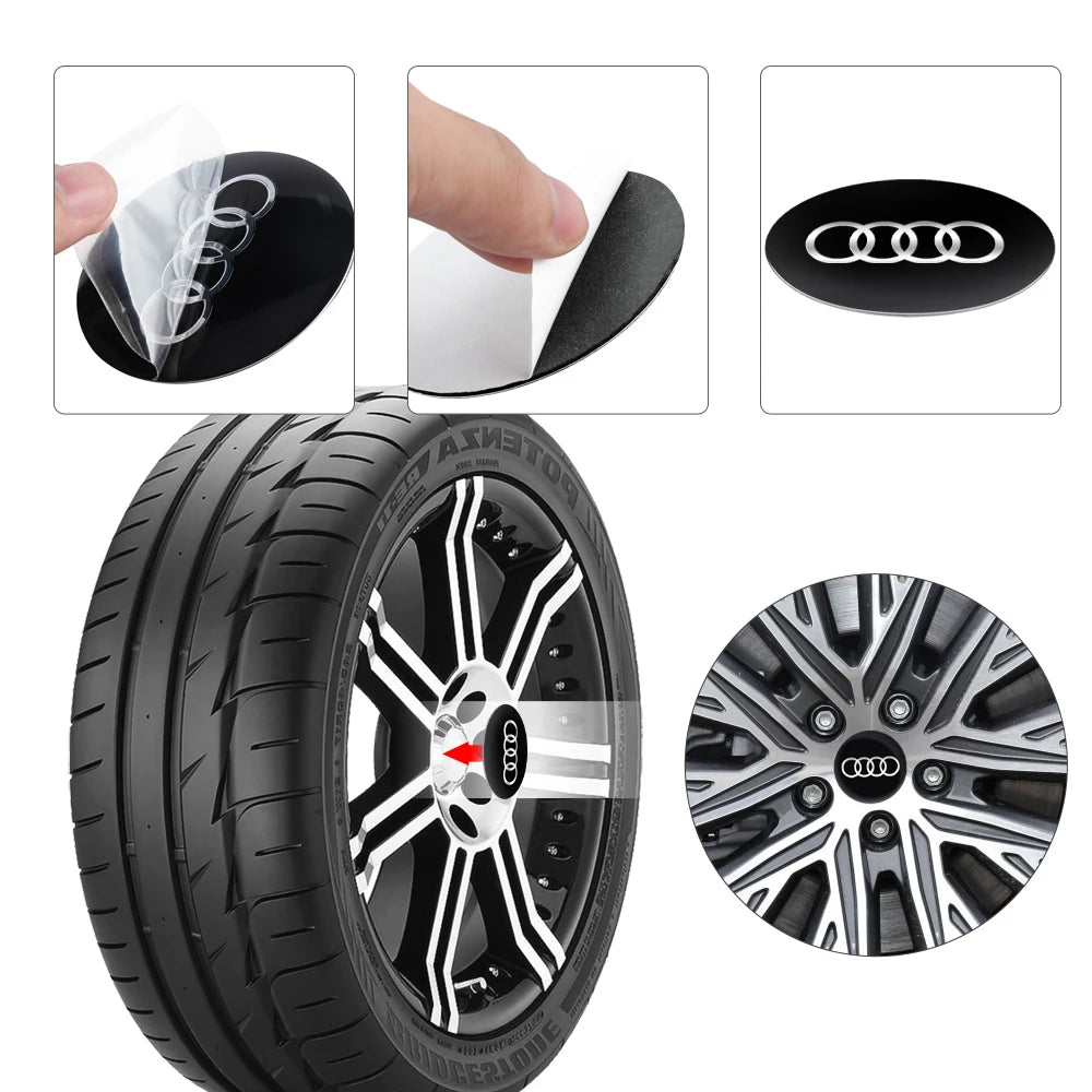 56/60/65MM Car Wheel Hub Caps Auto Emblem Tyre Center Covers Accessories For Audi A1 A2 A3 A4 A5 A6 A7 A8 Quyttro Sline RS Q2 Q3