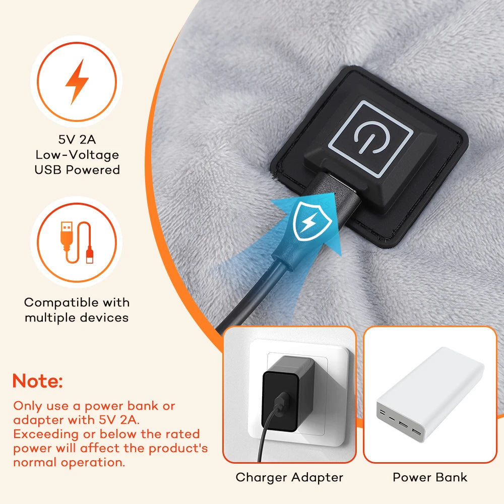 Electric Heating Shoulder Neck Pad USB Heated Back Wrap 3 Heat Level Soft Hot Compress Back Shawl Neck Shoulder Fast Heated Pad