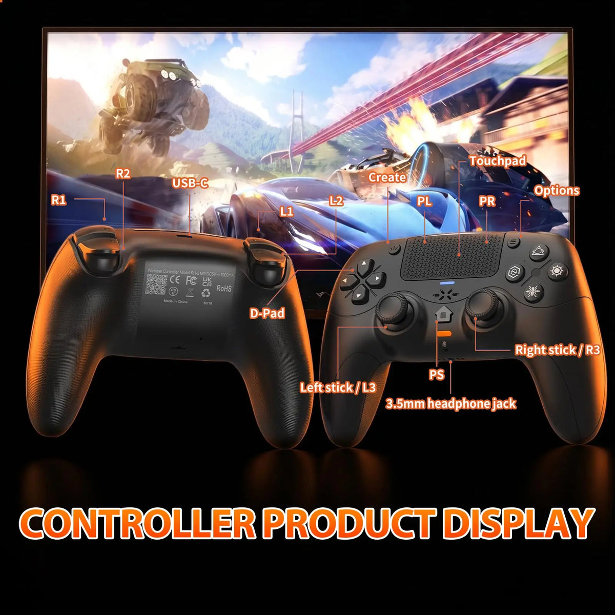Gamepad For Playstation 5 PS5/PC, Wireless Controller W/Adaptive Triggers Haptic Feedback Dual Shock Linear Motor Game Controle