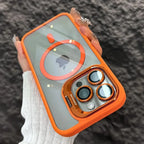 Luxury Magnetic Shockproof Phone Case For iPhone 16 15 14 13 12 17 18 Pro Max For Magsafe Funda Stand Glass Lens Protector Cover