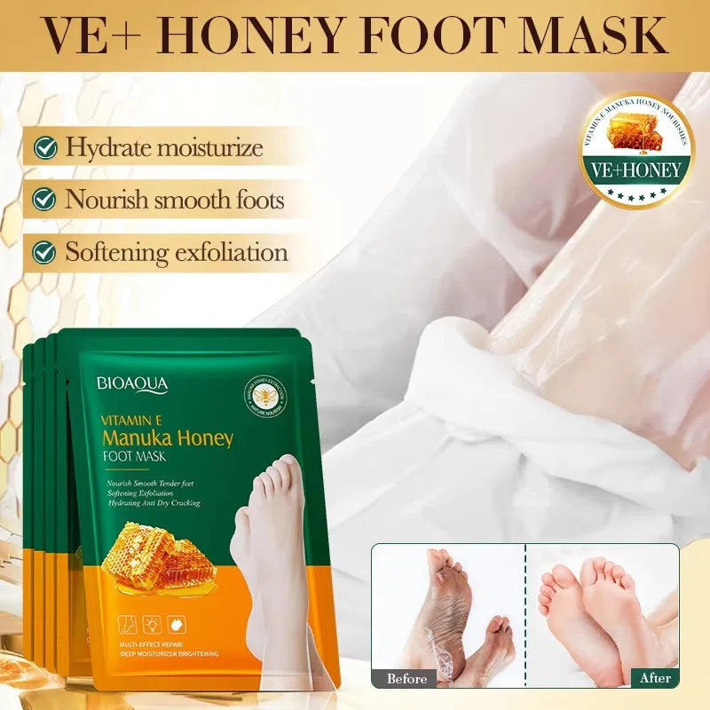 Vitamin E Foot Mask Manuka Honey Nourishing Long-lasting Moisturizing Hydrating Exfoliating Remove Dead Skin Foot Skin Care