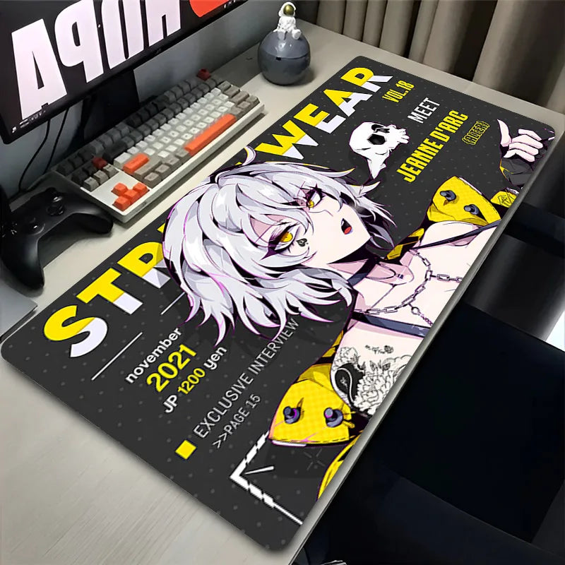 Computer Desk Mat Anime Girl Leather Mouse Pad Kawaii Office Extended Mousepad Gaming Accessories Non-slip HD Printing Carpet