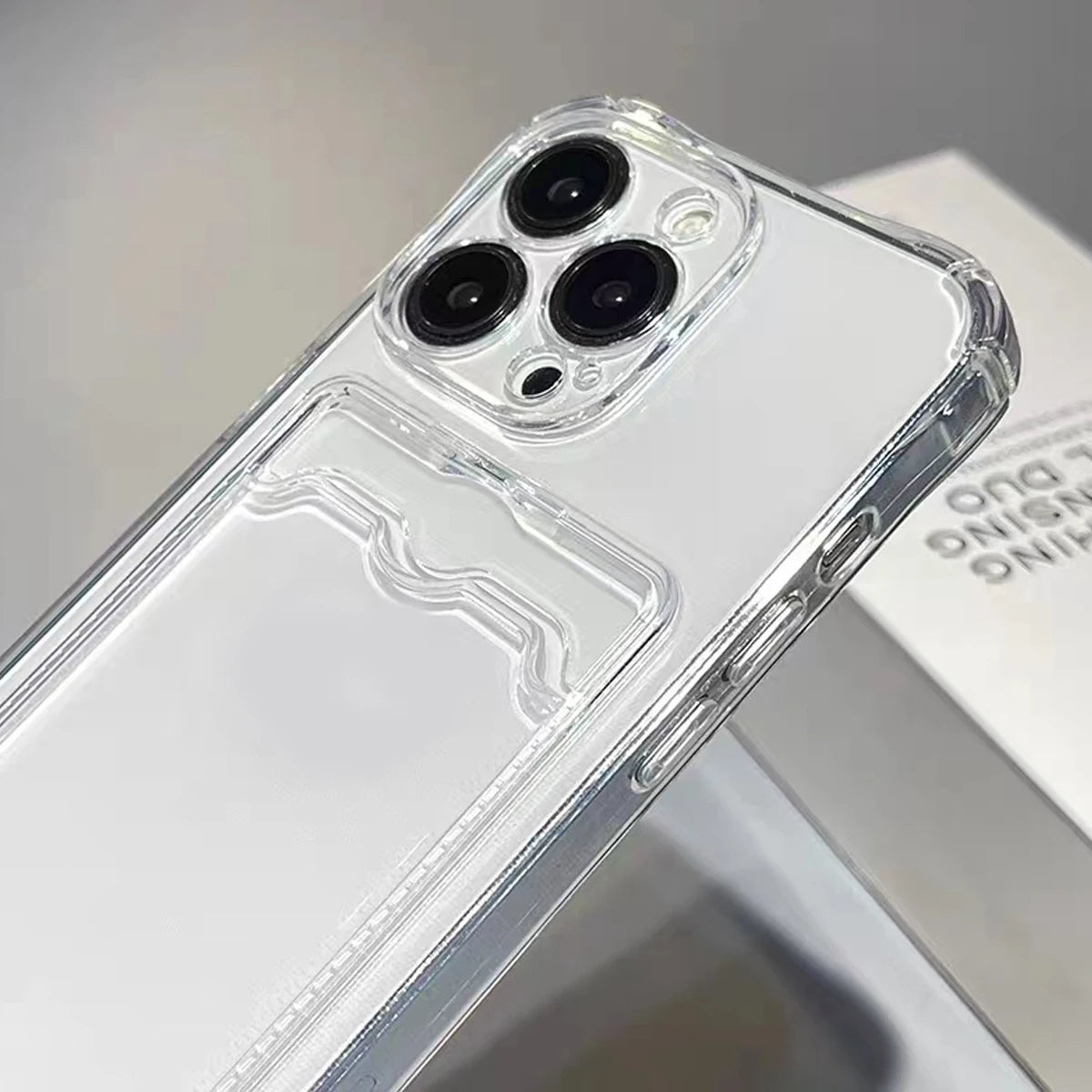 Shockproof Silicone Clear Case for iPhone 15 14 13 12 Mini 11 Pro XS Max X XR 6 6s 7 8 Plus Protection Back Card Pocket Cover