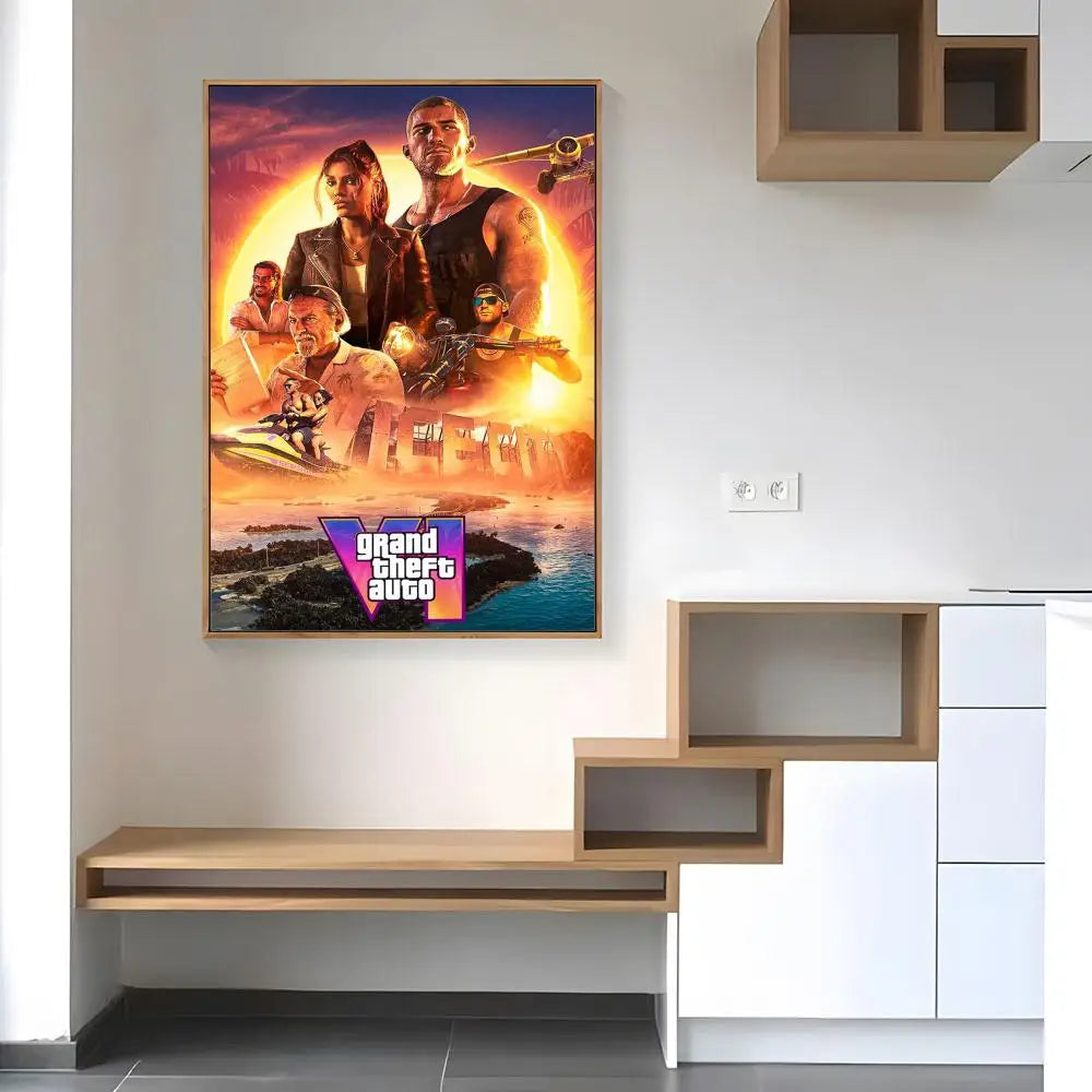 Hot Game G-Gta 6 Poster Paper Print Home Living Room Bedroom Entrance Bar Cafe Art Painting Decoration