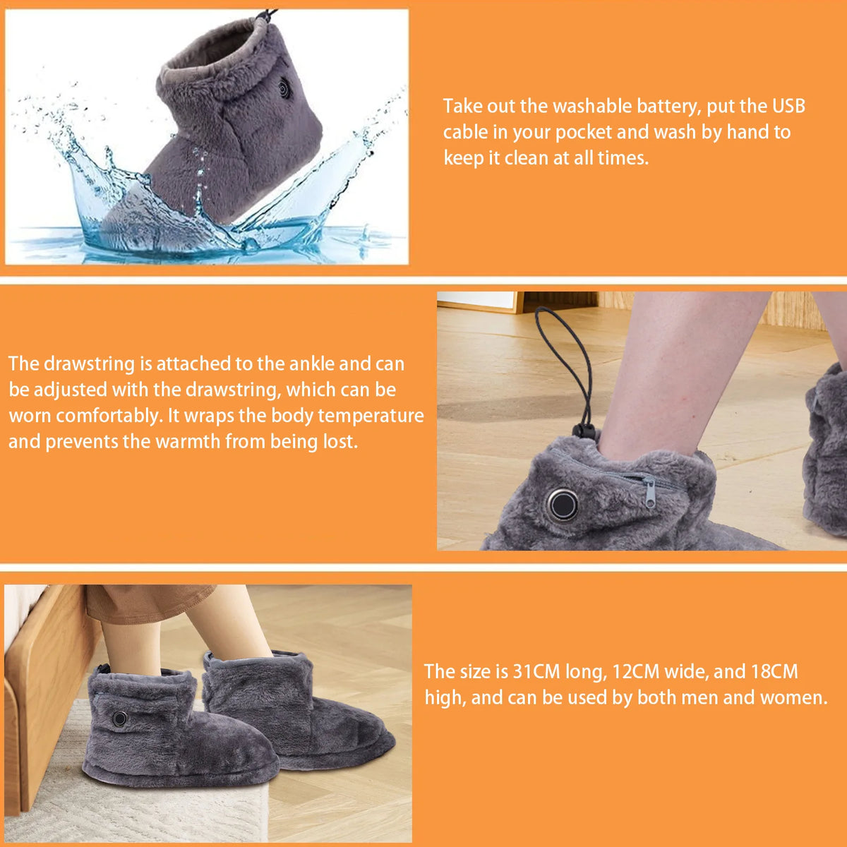 Heated Boots Heated Slippers Heating Pad Boots 1 Pair Thick Easy To Wear Fast Heating 5 Level Temperature for Office