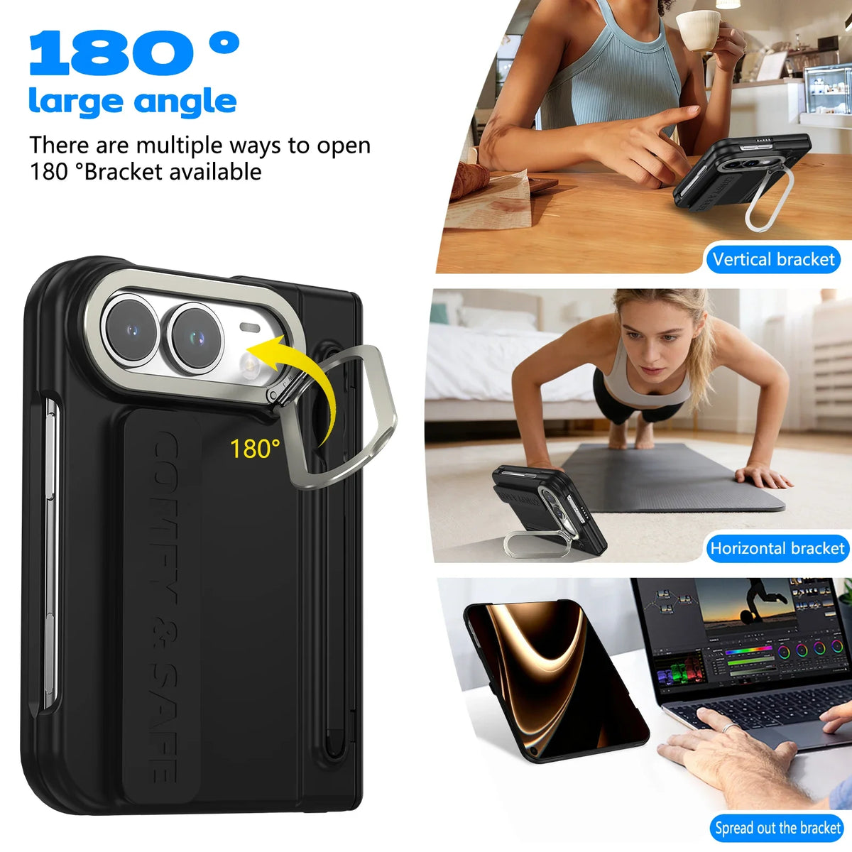 For Apple iPhone Duo Case With Stylus Pen Holder Stylus Screen Protector Camera Stand Wristband Hinge Protection Phone Cover