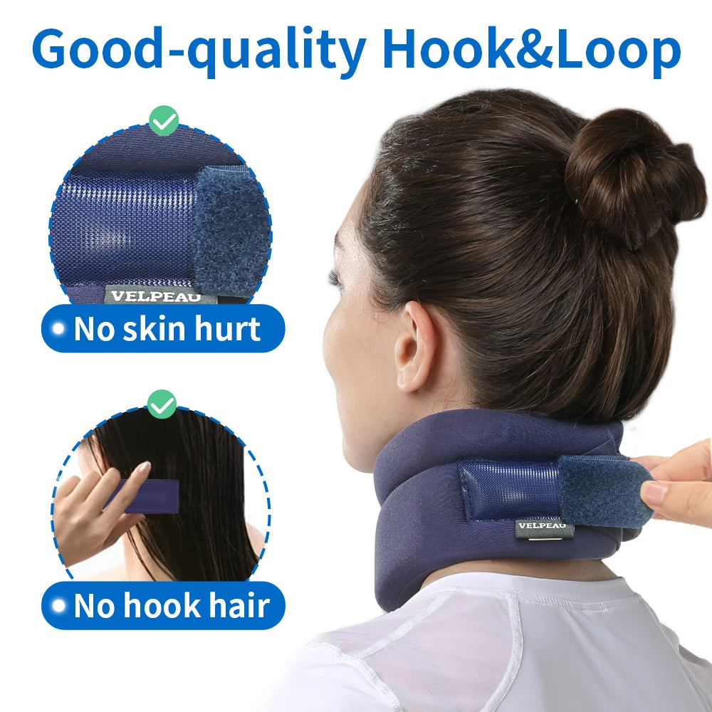 VELPEAU Foam Neck Support Brace for Neck Pain and Posture Correction, Adjustable Cervical Collar with Replaceable Sleeve