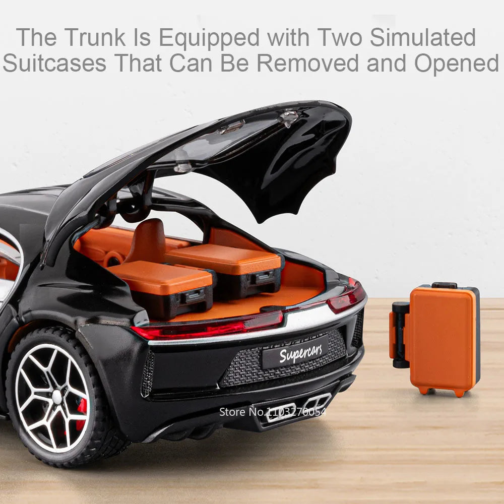 1:32 Atlantic Tourbillon Car Model Alloy Diecast Toys Doors Opened Sound Light Pull Back Miniature Models Office Table Ornaments