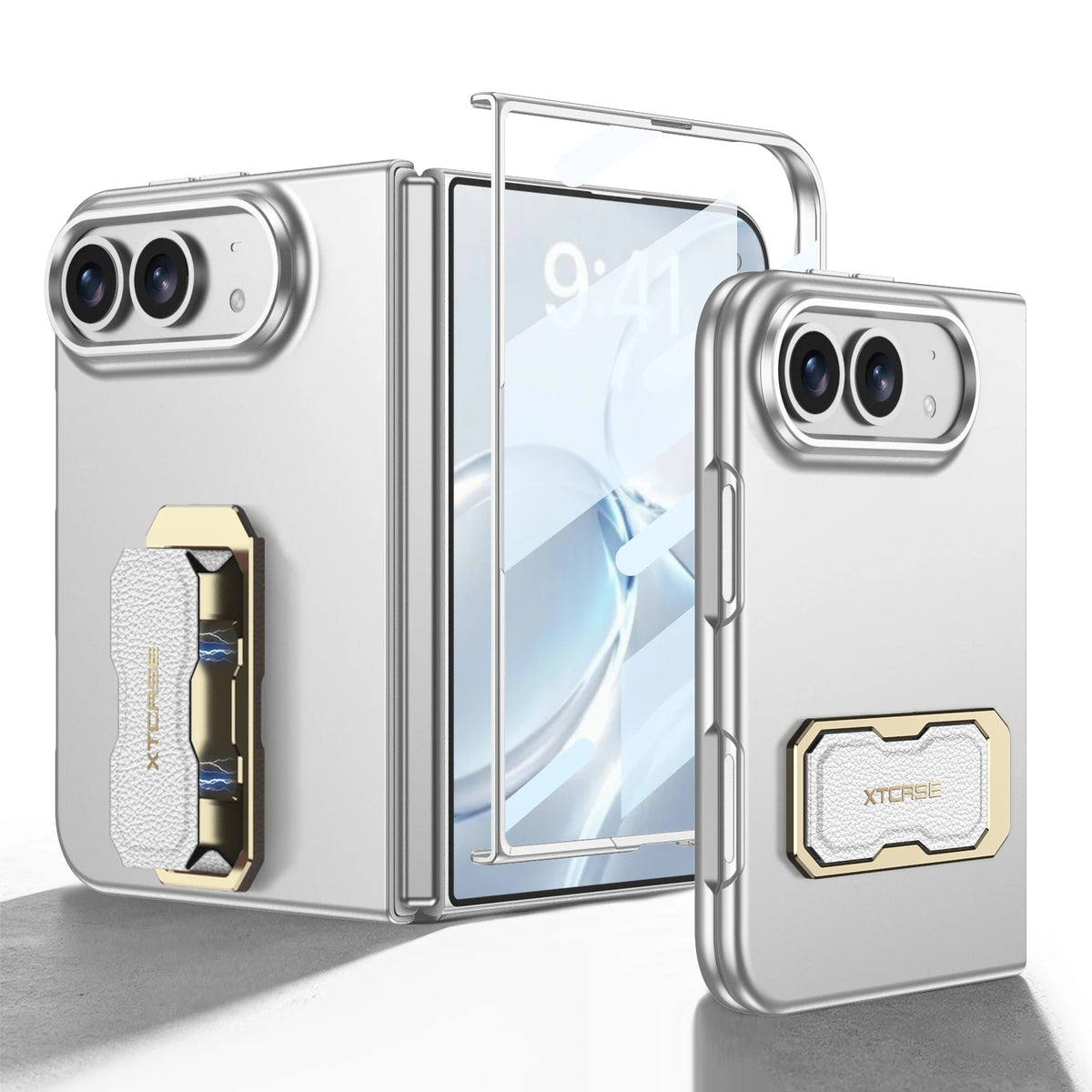 For iPhone Duo foldable phone case with wrist strap, stand, and screen protector all-in-one  For iPhone Duo