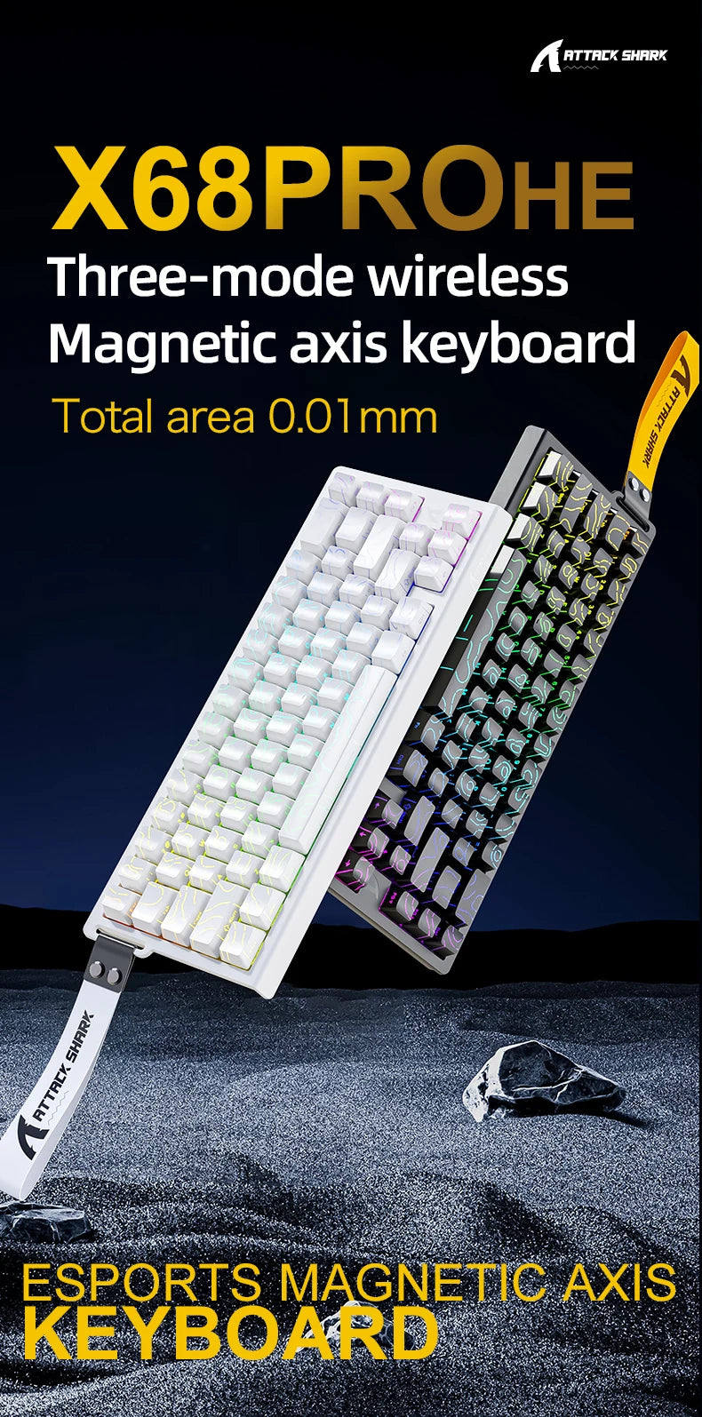 ATTACK SHARK X68HE X68PRO HE Magnetic Axis Gaming Keyboard Wired 8K Return Rate 5000mAh Battery Web Driver PBT Keycaps Esports