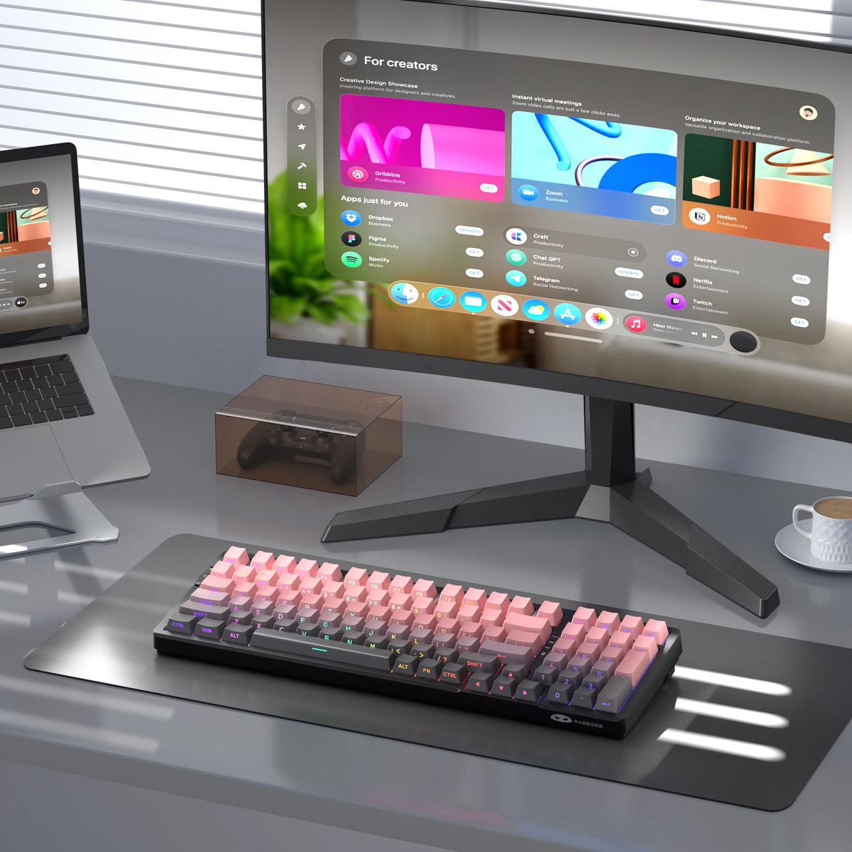 MageGee Light100 Wireless Mechanical Keyboard Side-Printed Hot-Swappable Tri-mode 2.4G/USB/BT RGB Gasket Creamy Gaming Keyboard