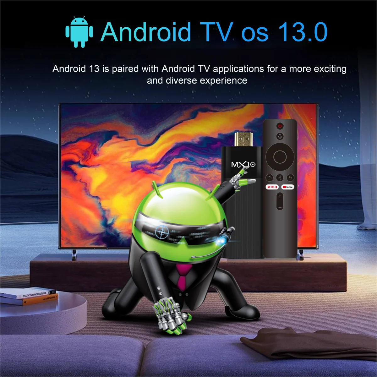 Ultra HD 4K Android TV Stick MX10-F3 Stick Mini Home TV Stick H313 Quad Core Support 2.4/5G Dual Wifi 2GB RAM 16GB ROM
