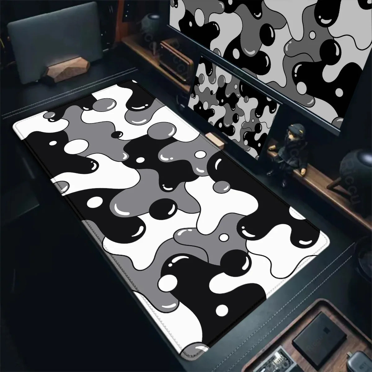 Gaming Mouse Pads Large Size Table Pad Blue White Strata Liquid Mouse Pad Computer Play Mat Leather Mouse Pad Keyboard Desk Mat