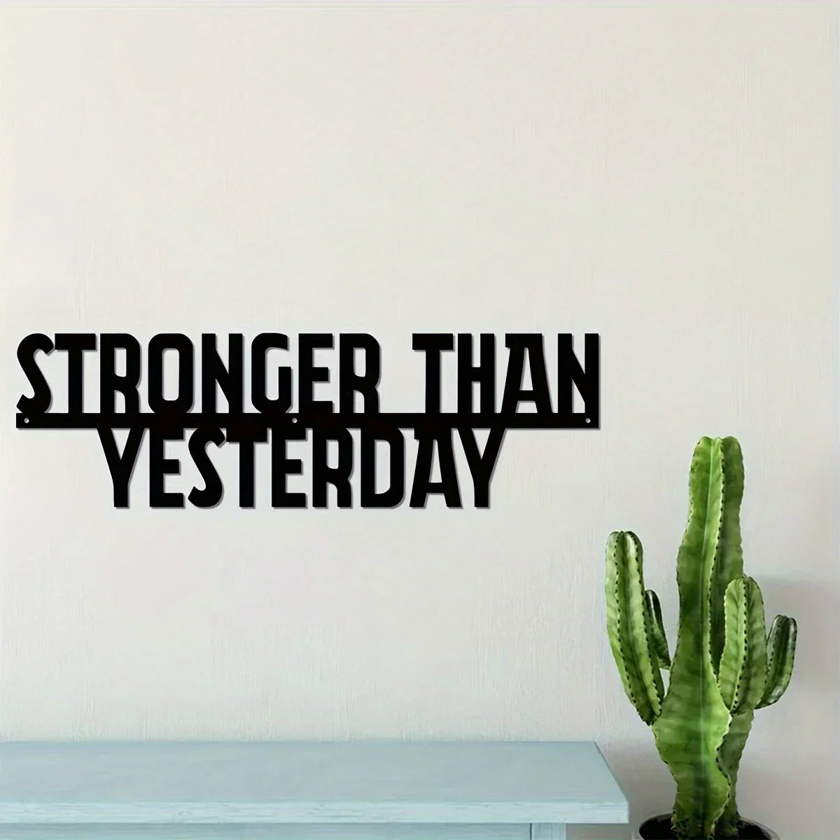 "Stronger than Yesterday" Motivational Metal Sign Inspirational Workout Wall Art Gym Decor Fitness Gift