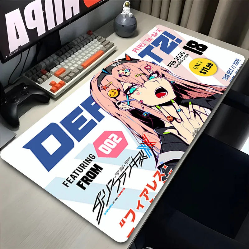 Computer Desk Mat Anime Girl Leather Mouse Pad Kawaii Office Extended Mousepad Gaming Accessories Non-slip HD Printing Carpet