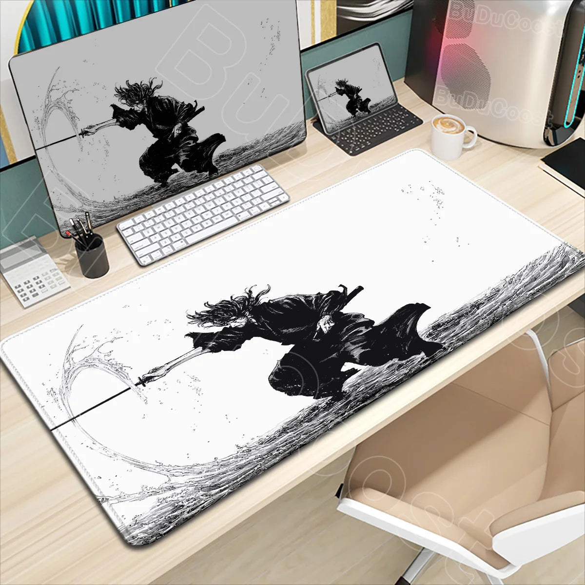 New HD Printing Miyamoto Musashi Vagabond Manga Mousepad Large Gaming Compute XXL PC Keyboard Mouse Mat Non-slip Rubber Desk Mat