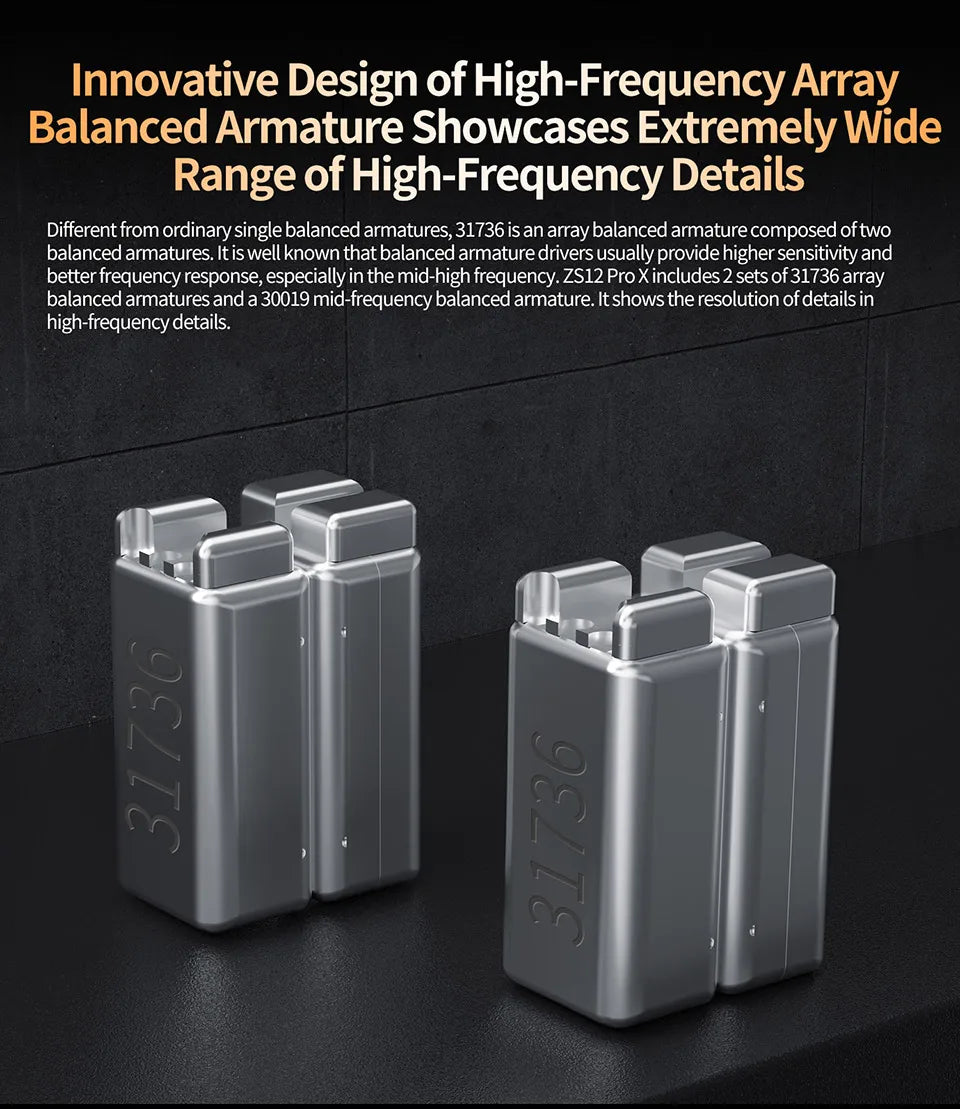 KZ ZS12 Pro X Metal Hybrid Earphones with Adjustable Bass Tuning