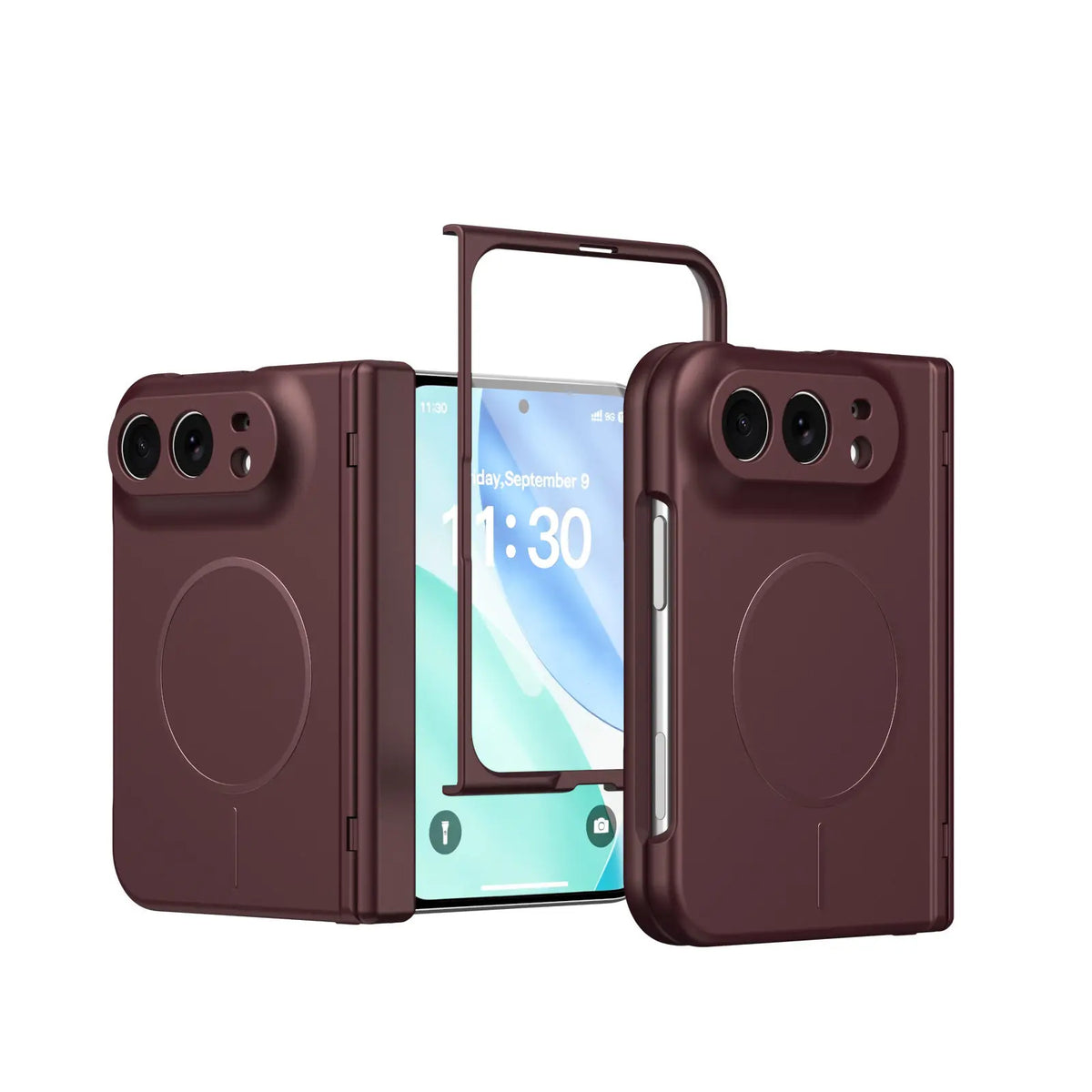 For iPhone DUO Case for Magsafe Magnetic Wireless Charging Case for iPhone DUO 18 Fold Built-in Screen Protector Frosted Cover