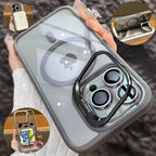 Luxury Magnetic Shockproof Phone Case For iPhone 16 15 14 13 12 17 18 Pro Max For Magsafe Funda Stand Glass Lens Protector Cover