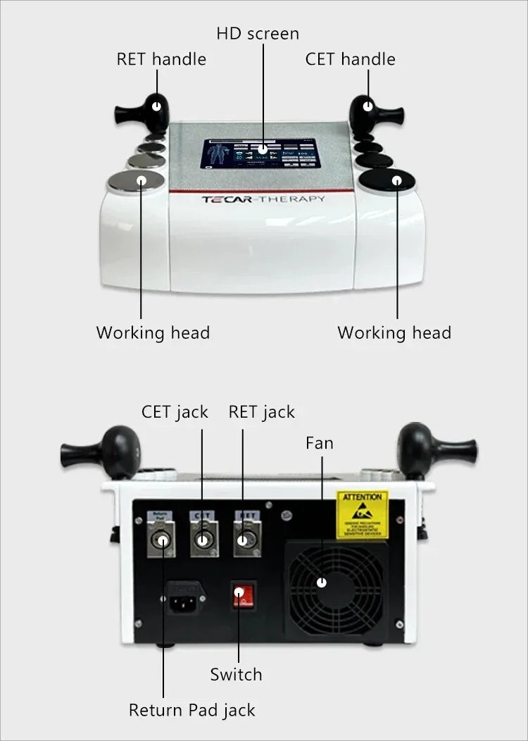 448KHZ TECAR Physical Therapy System Indiba RET CET RF Machine  Weight Loss Cellulite Removal Sports Rehabilitation Device