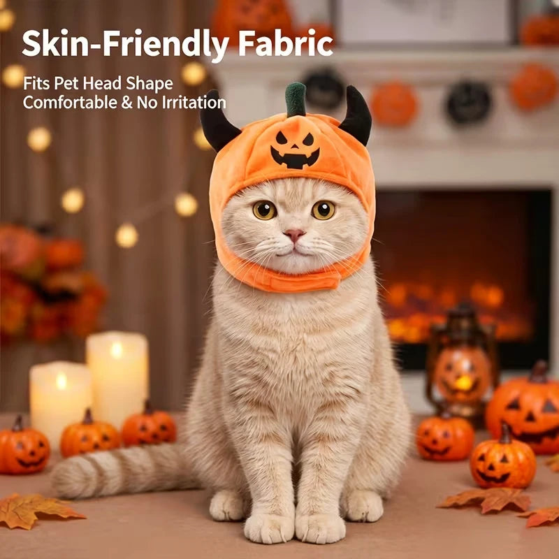 Halloween Pet Costume Hat – Fun Devil/Pumpkin Hat for Cats and Dogs; Warm, Festive, and Quirky – A Holiday Gift for Small Pets