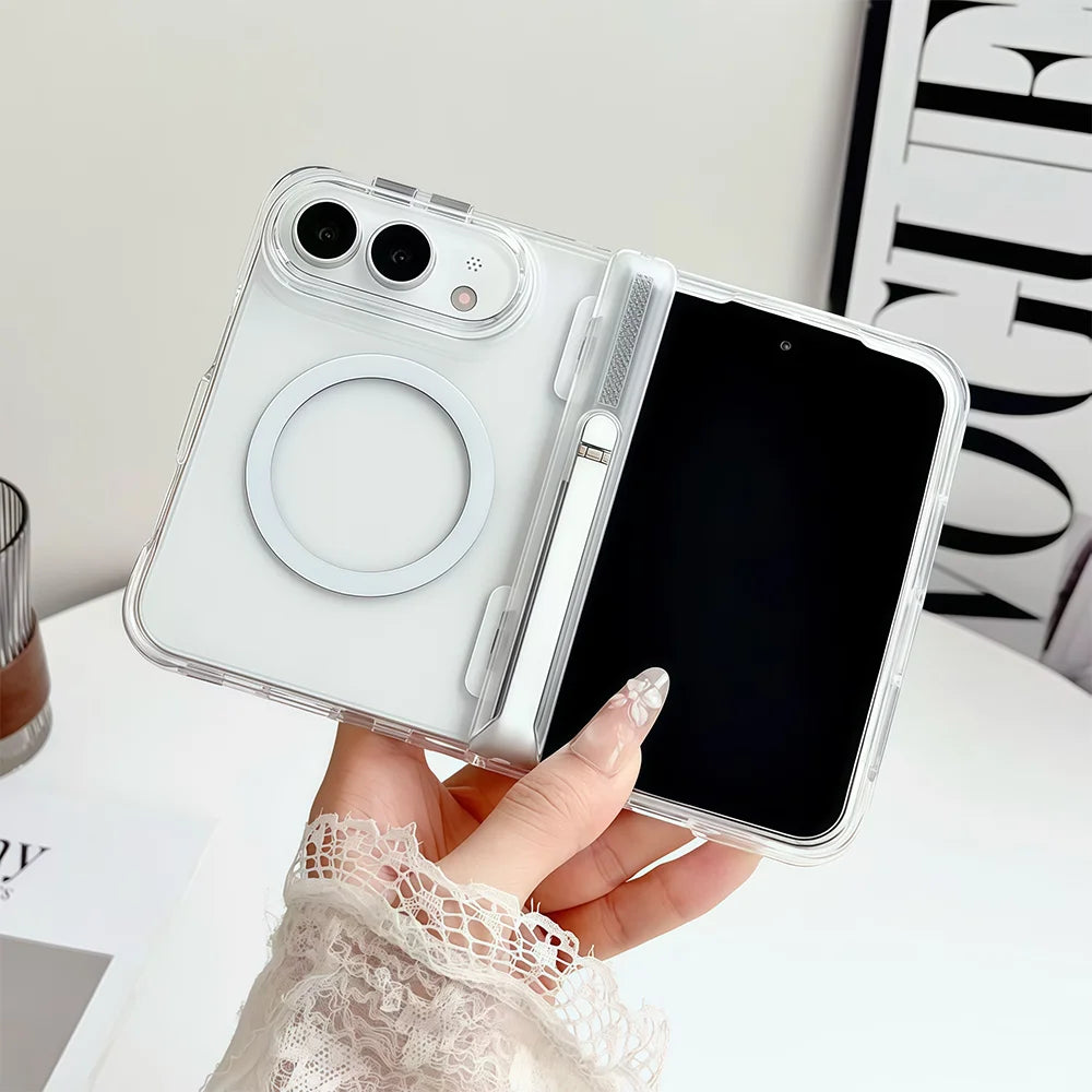 iPhone 18 Duo Fold Case With MagSafe Clear Hinge Bracket Shockproof Cover