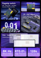 AJAZZ AK029 Wired One-Handed Gaming Keyboard HE Magnetic Switch 29 Key RGB 8000Hz Mini Mechanical Keyboard for E-sports PC Gamer