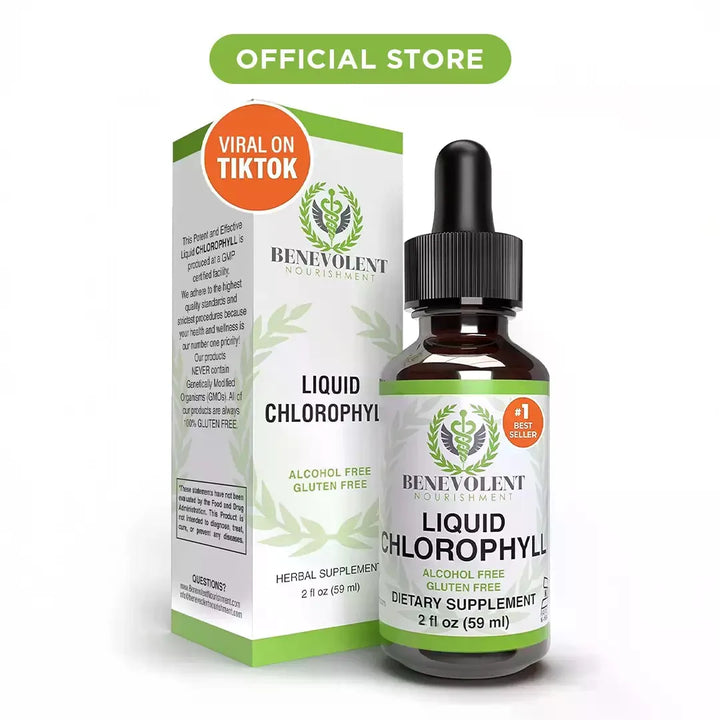 Liquid Chlorophyll Drops (4 Month Supply) Healthcare Supplement - Natural Deodorant and Detox - Gut Support Healthcare Liver