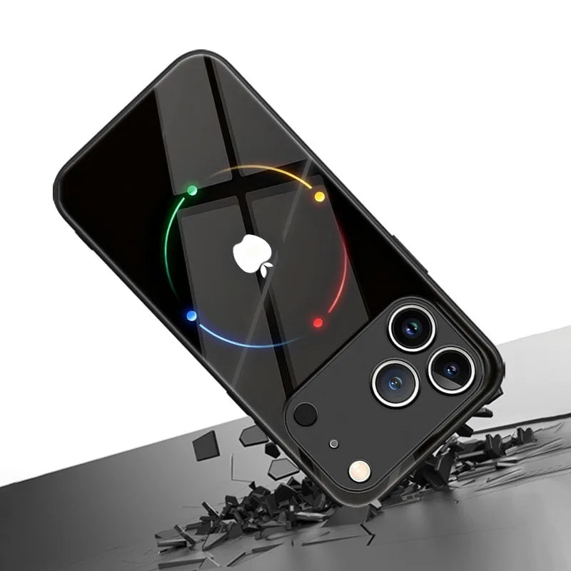 Colorful Halo For Apple Pattern Tempered Glass Phone Case For iPhone 18 17 16 15 14 13 12 11 Pro Max 17 Air 7 8 Plus XR X Cover
