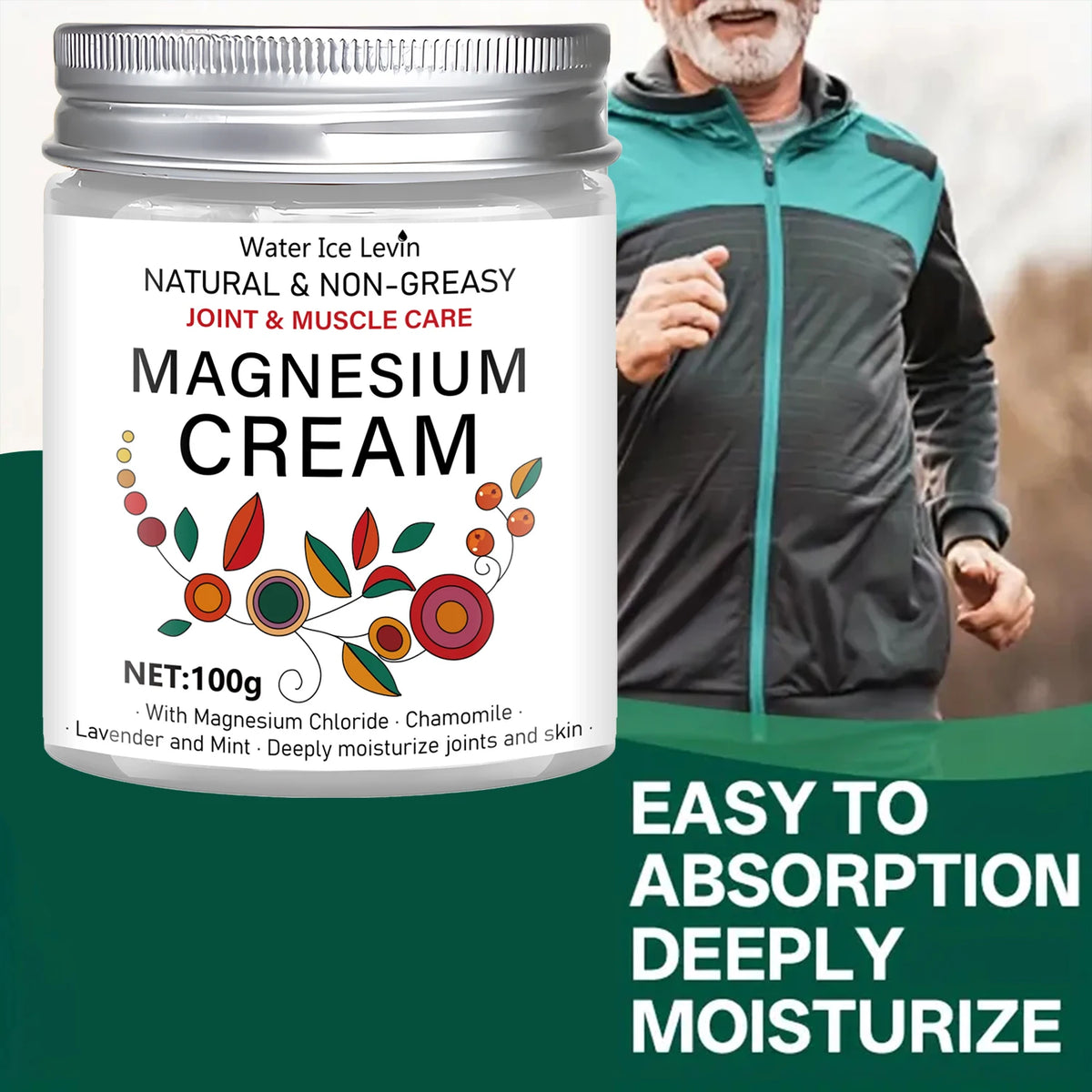 Magnesium Joint & Muscle Care Cream: Natural, Non-Greasy, Nourishes/Moisturizes, Daily Use Boosts Elastic Skin