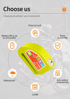 Motorcycle Bicycle Lock Alarm Safety Protection Padlock Disc Aluminum Alloy Anti-Theft Reminder Rope Lock Bag Motorcycle Accesso