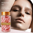 80 Capsules of Vitamin E Facial Essence, Day and Night Moisturizing, Deeply Hydrating, Leaving Skin Soft and Supple, Pink Capsule Packaging, Safe and Hygienic, Easy to Carry