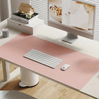 1 piece large size waterproof faux leather table mat - non-slip, solid color office mousepad and keyboard protection mat