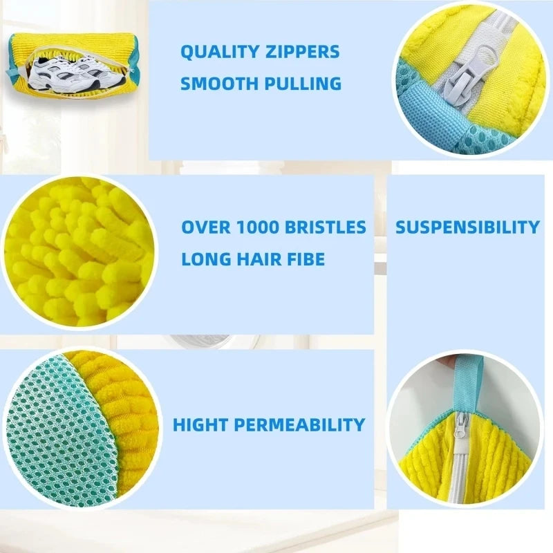 1/2/4PCS Shoe Washing Machine Bag with Liquid Shoe Brush Set Durable Laundry Shoe Bag and Soft Bristle Clean Brush for All Shoes