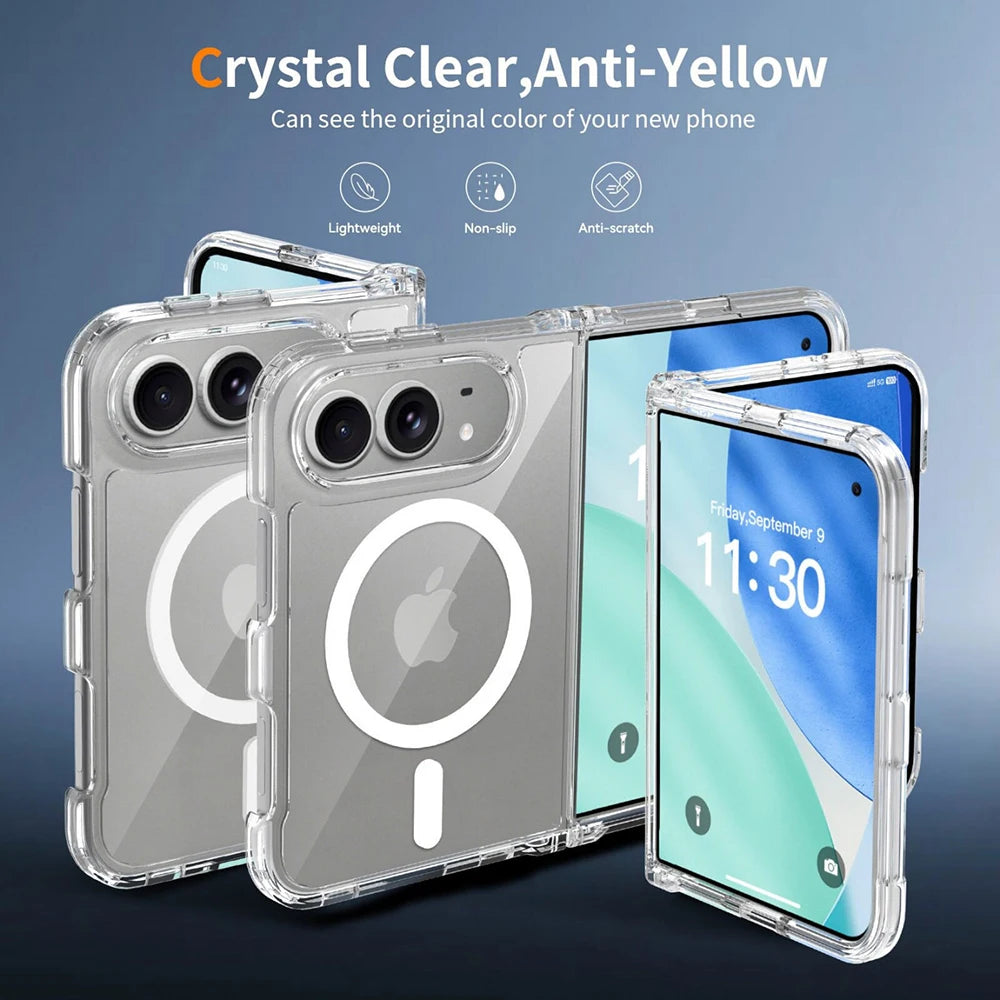 Strong Magnetic For Magsafe Case For iPhone DUO 18 Fold iPhoneDUO iPhone18Fold Clear Hybrid Shockproof Hard Cover Soft Shell