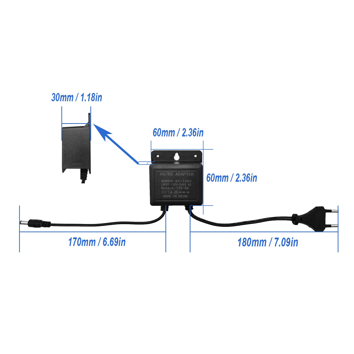 2pcs DC12V 2A EU Plug Power Adapter Waterproof Black For CCTV Security Surveillance AHD Camera Charger NVR DVR Input AC100V-240V