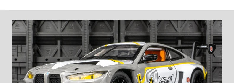 1:24 BMW M4 GT3 Alloy Sports Car Model Diecast Metal Toy Car Vehicles Model Simulation Sound and Light Collection Childrens Gift